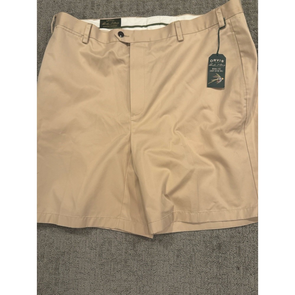 Orvis  NWT  Wrinkle Free Luxury Twill Cotton 42 Khaki Shorts (N1)